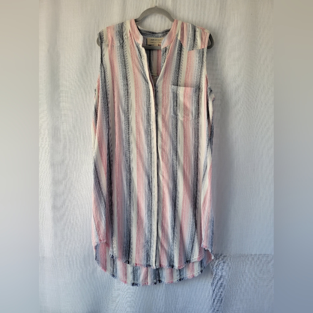 Cloth and Stone women's sleeveless button up linen blend dress size L